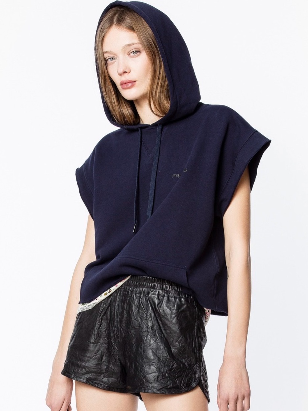 Zadig & Voltaire D-Beals Sleeveless Hooded Sweatshirt Navy L